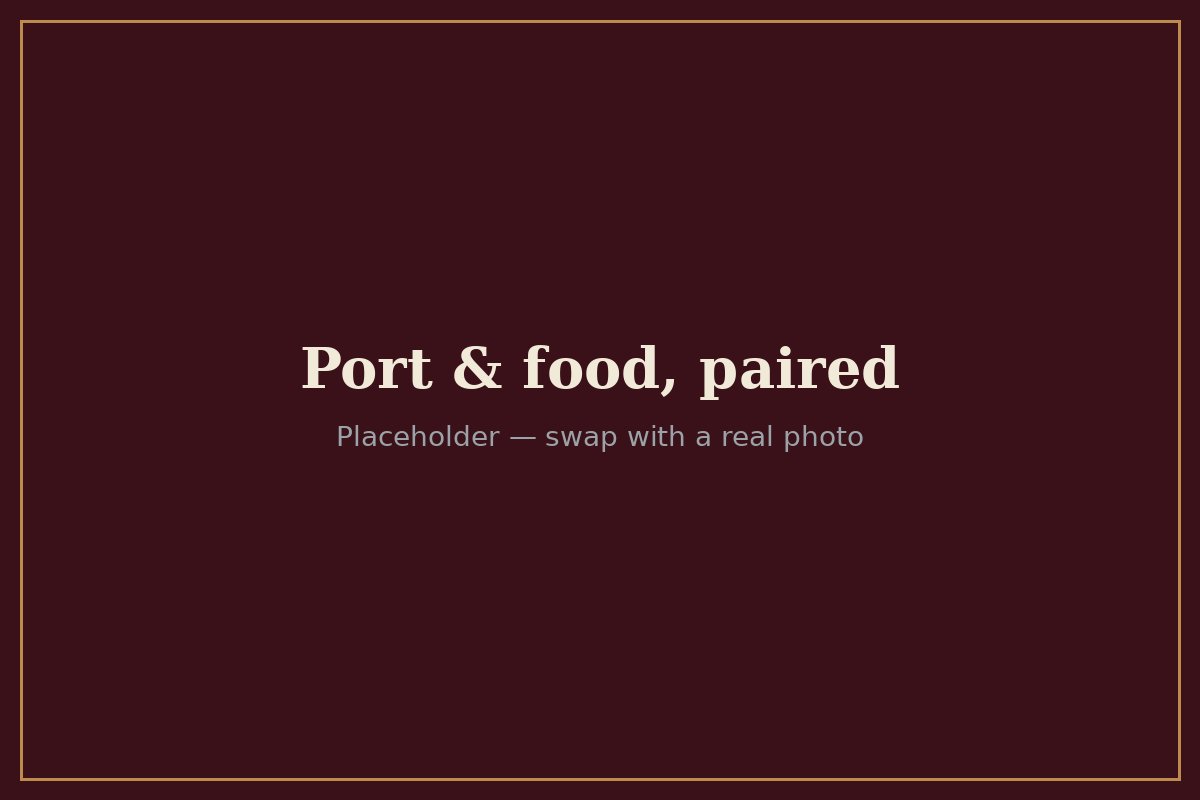 A glass of Port paired with food at the quinta